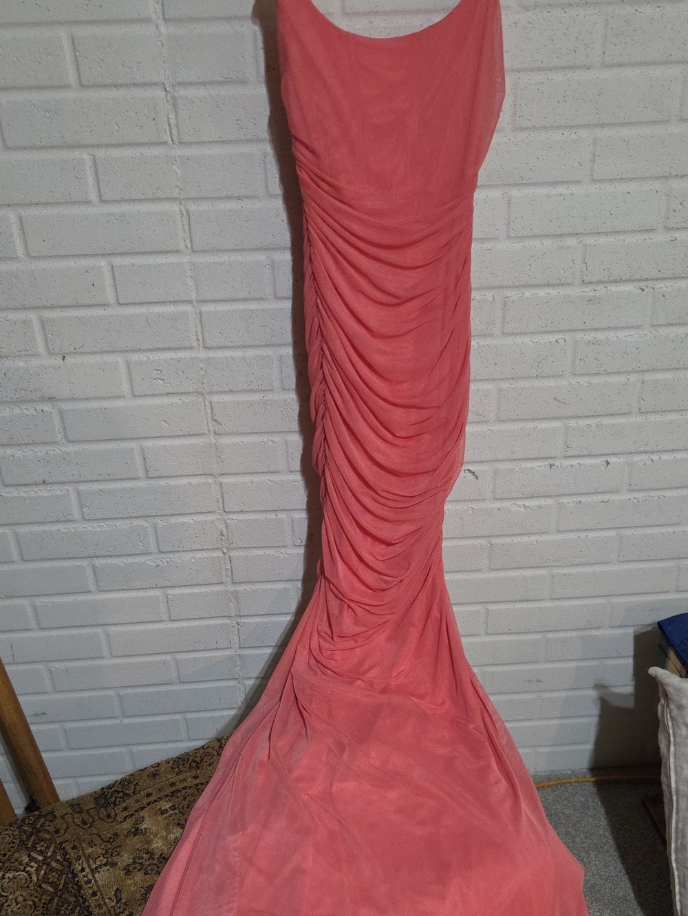 Ruched Coral Pink Maxi Dress